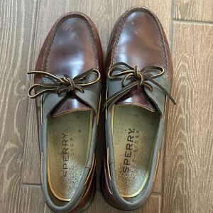 Sperry Men's Brown and Gray Leather Boat Shoes